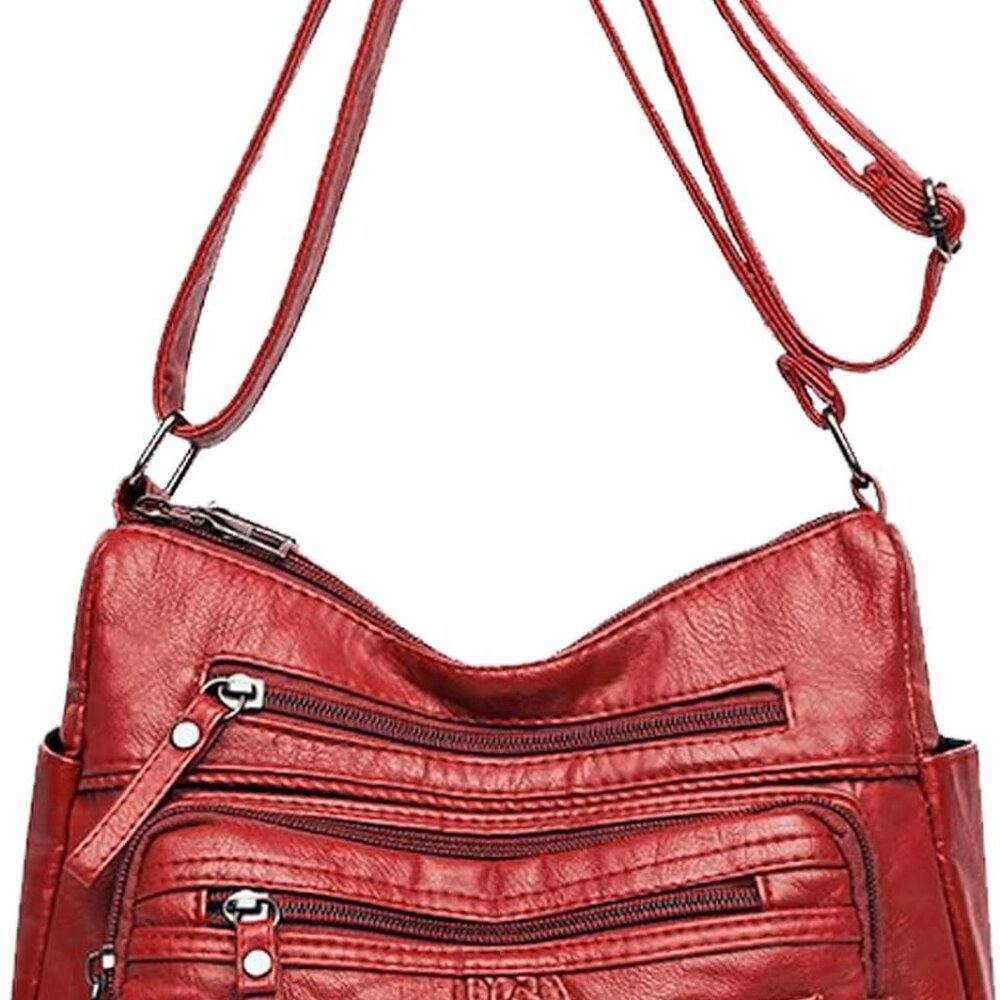 Crossboby Bag for Women - Soft PU Leather Multi-Pocket Shoulder Bag Handbag with